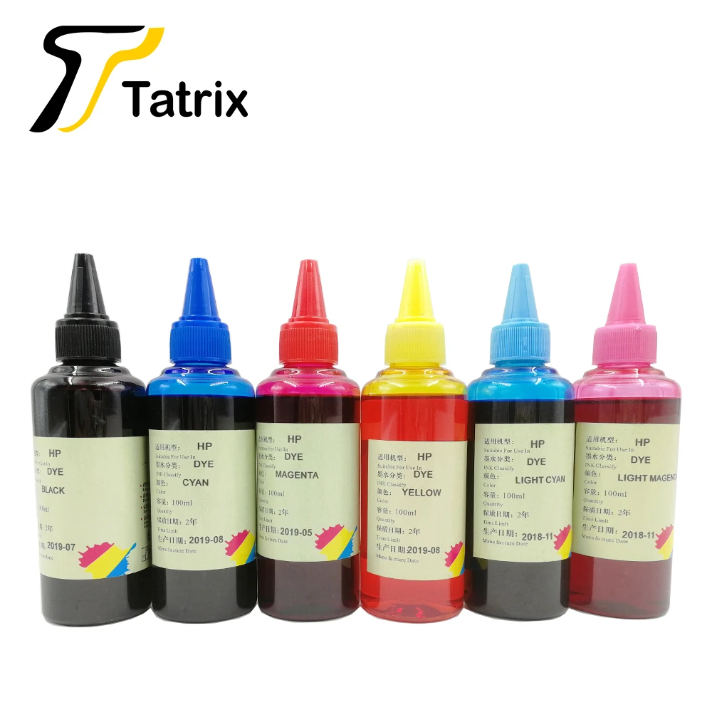 6 Colors Татрикс 6X100 мл заправка чернил для картриджей hp, краситель чернил фоточернила для струйного принтера hp - Цвет: 6 Colors