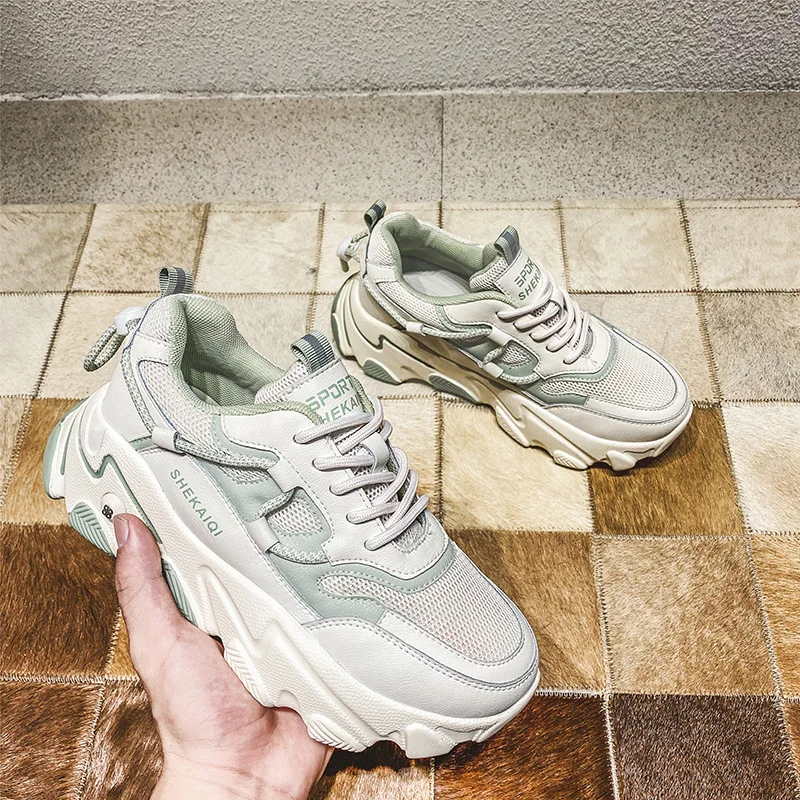 

Jookrrix 2020 Women Autumn Fashion Comfortable Increased 5cm Chunky Sneakers Female Brand Genuine Leathable Casual Shoes ZD2817