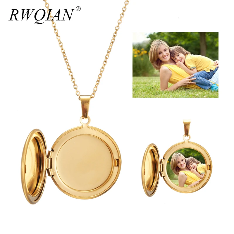 Персонализированное ожерелье с фото заказной Круглый Кулон медальон гравировка