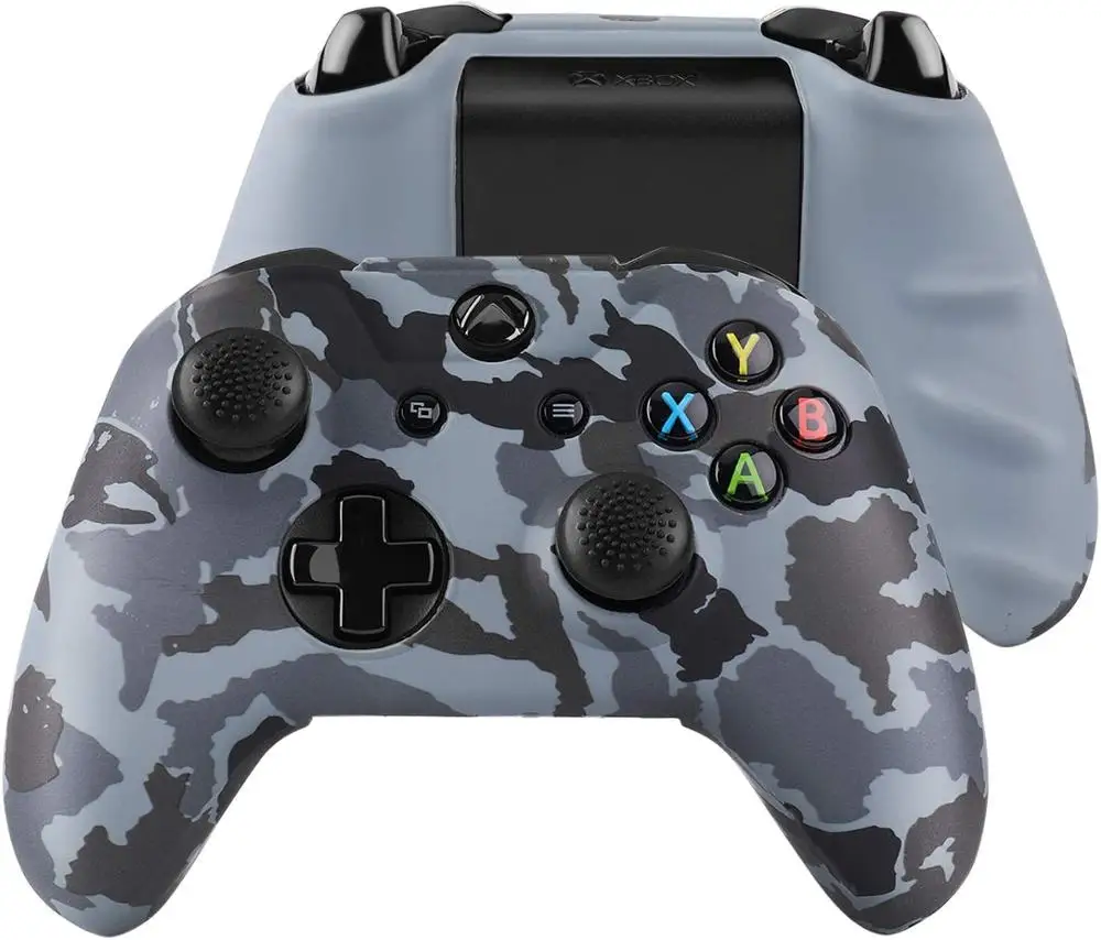 ZOMTOP Silicone Protective Skin Case for Xbox One X S Controller Protector Water Transfer Printing Camouflage Cover Grips Caps |