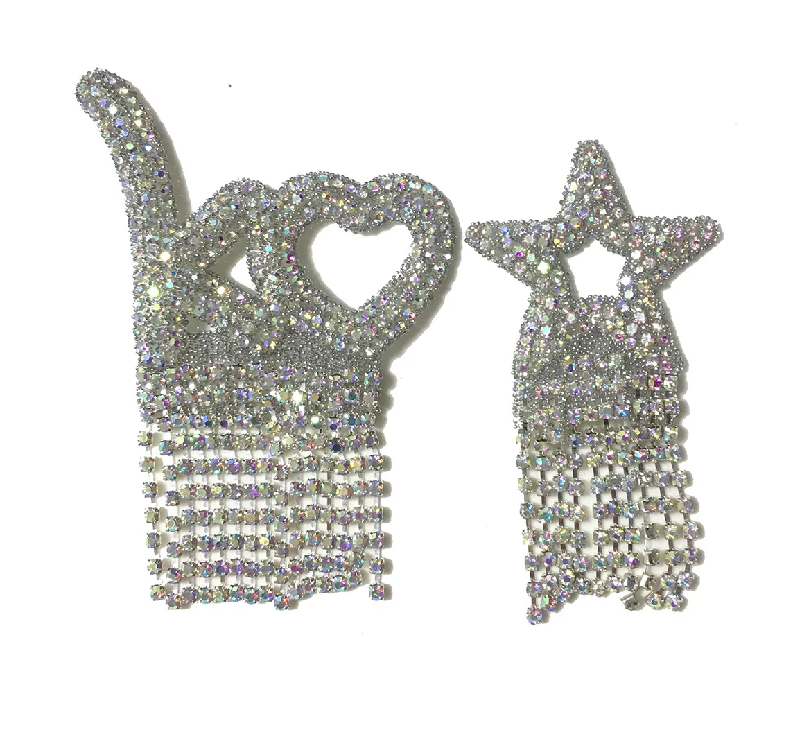 

Rhinestone Chain Patches Iron on Clothes Appliques Accessories