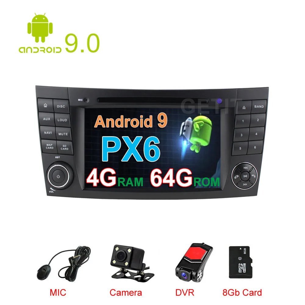 PX6 Автомобильный DVD стерео Мультимедиа Радио Android 9 для Mercedes Benz e-класс W211 E200 E220 E300 E350 E240 E270 E280 CLS класс W219