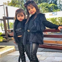 fashion baby faux fur vest family matching waistcoats outwear winter autumn spring mother daughter girl fur vest solid color