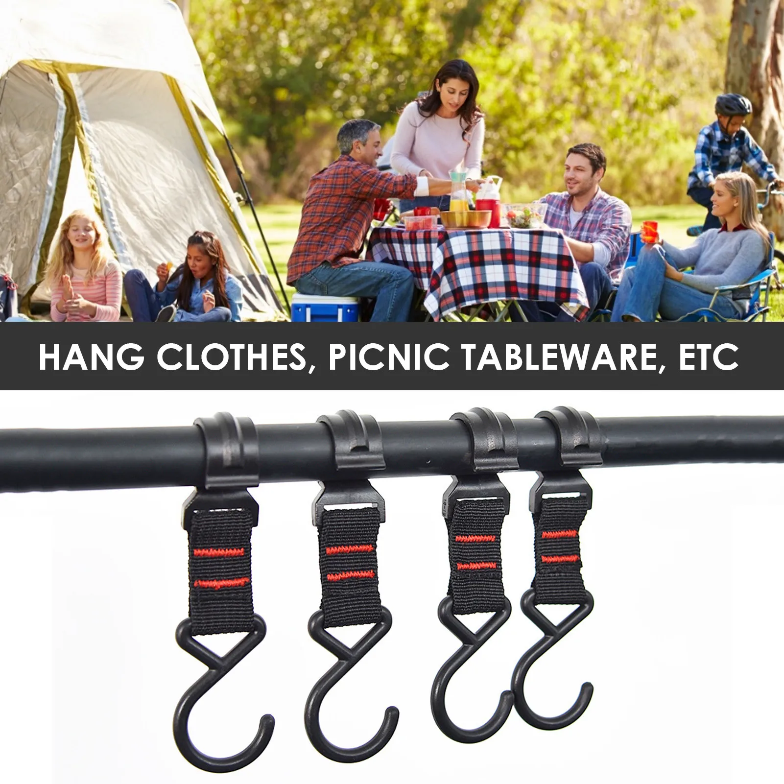

Outdoor Multifunction Awning Tent Hanging Hook Rack 4pcs, Clasp Tool Holder For Camping Cookware Hiking Travelling Hanging Hook
