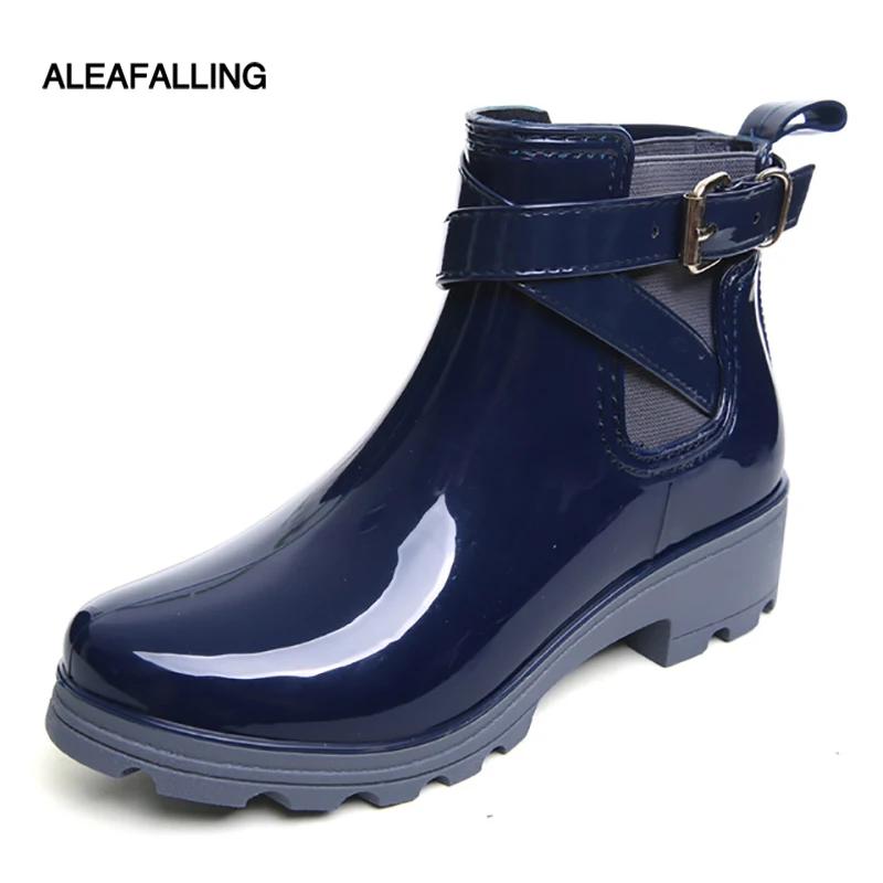 Aleafalling новые резиновые сапоги теплые с пряжкой на платформе без застежек из