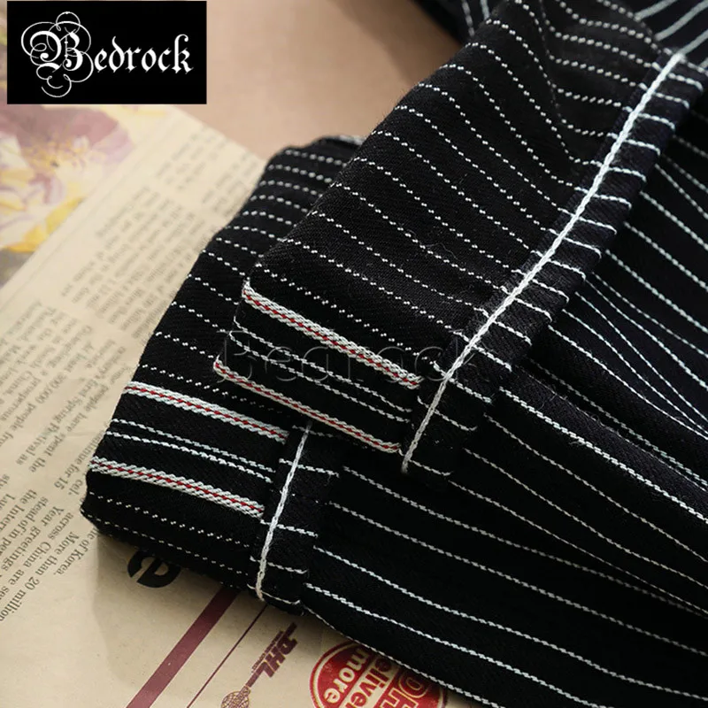 MBBCAR 13oz blue striped jeans washed raw denim vintage stripe cargo pants men Warp weft double dyed stripes pencil pants 7339