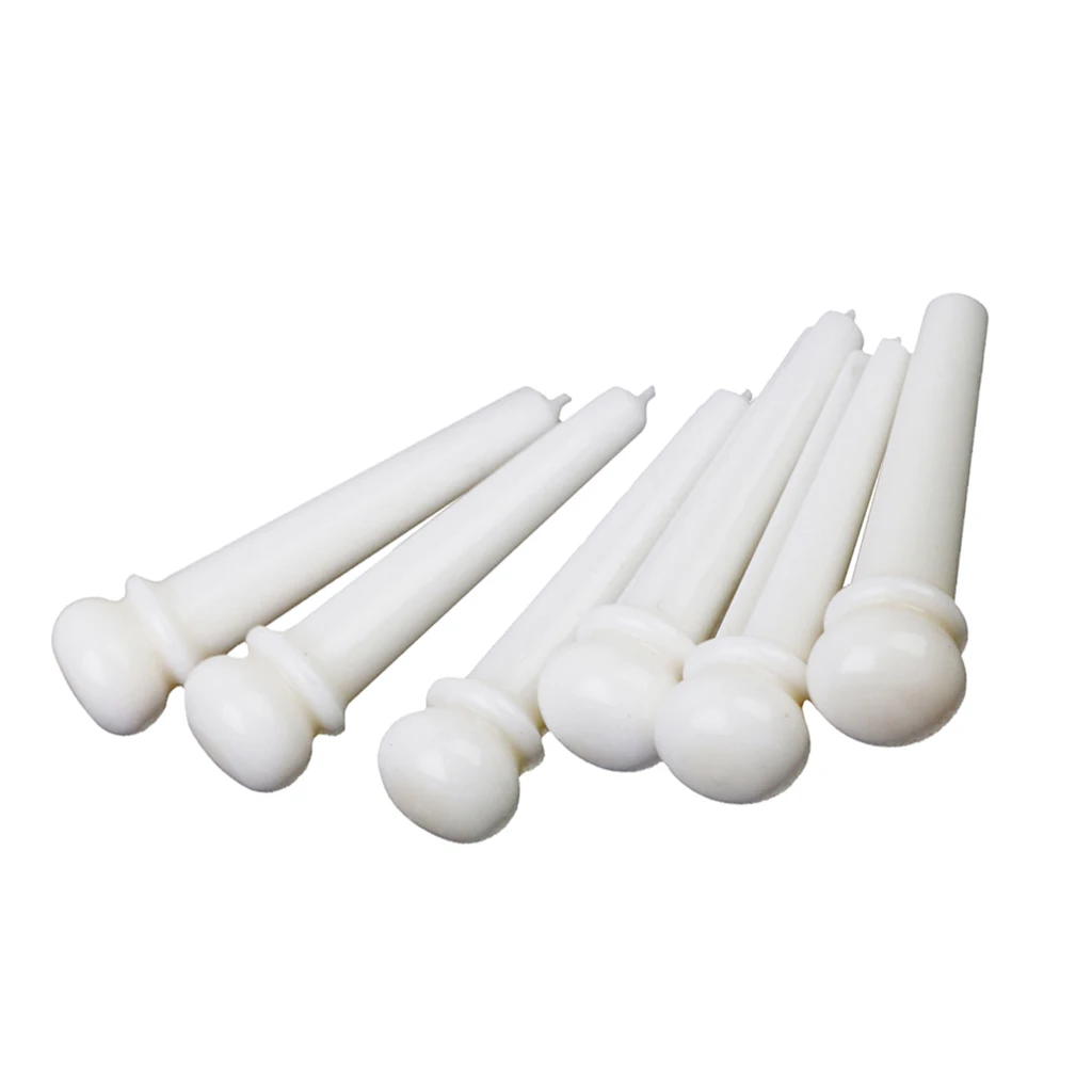 

6 pcs Cattle Bone Endpin Bridge End Pin for Acoustic Guitar White