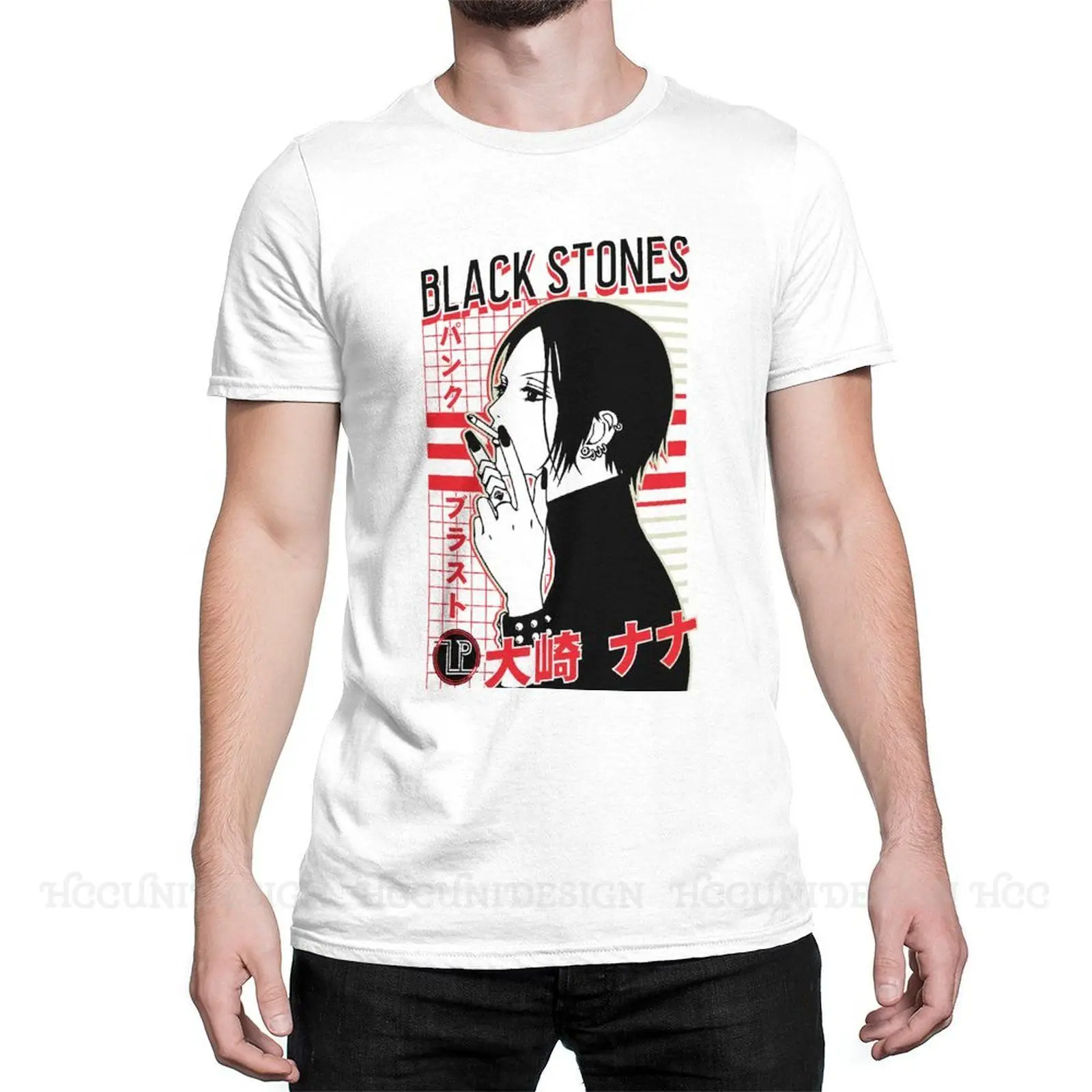 

Men's Black Stones Cool Men T Shirts Nana Osaki Cos Anime Comic 100% Cotton Clothing Funny Short Sleeve Crewneck Tee Shirt