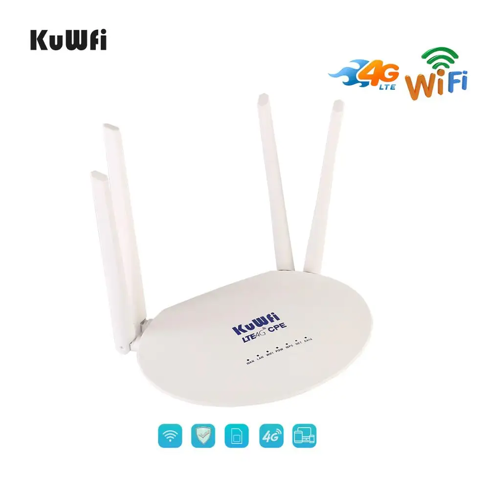 KuWfi 4G LTE CPE-маршрутизатор 300 Мбит / с CAT4 Беспроводные CPE-маршрутизаторы разблокированы Wi-Fi-маршрутизатор 4G LTE FDD RJ45Порты и слот для SIM-карты До 32 пользователей - Цвет: KF812