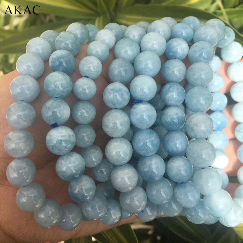 Натуральный Аквамариновый браслет 6 браслеты как на фотографии (8 мм 1 + 9-9 8 5