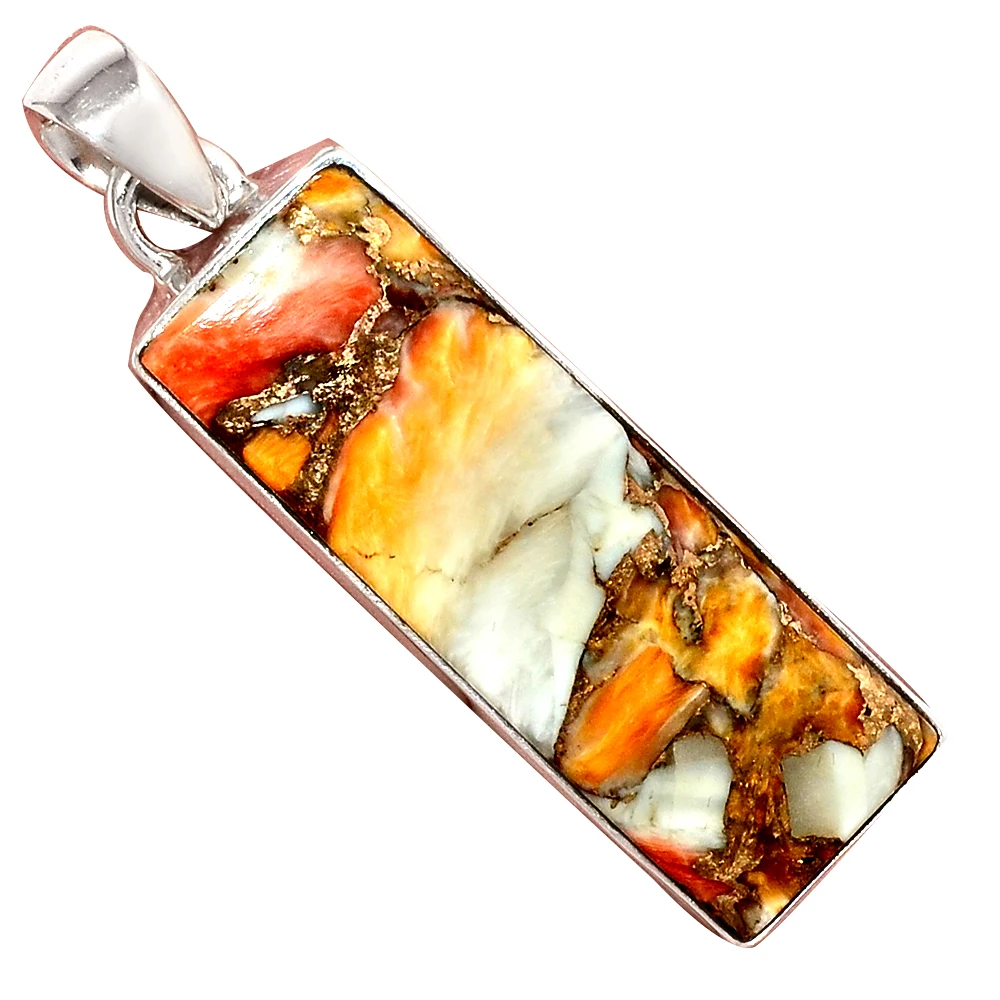 Genuine SPINY OYSTER TOURQUOISE Pendant 925 Sterling Silver Total Length : 46 mm AP7104 | Украшения и аксессуары