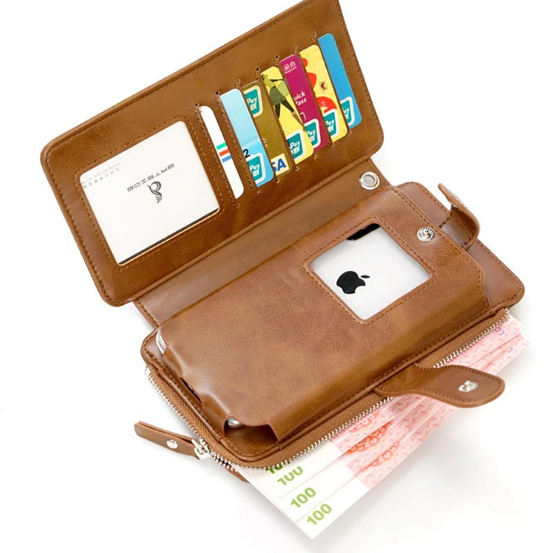 

Pu Vintage Long Wallet Business Zipper Wallet Pure Color Temperament All-match Wallet for Men 2020 New Trend Dropshipping
