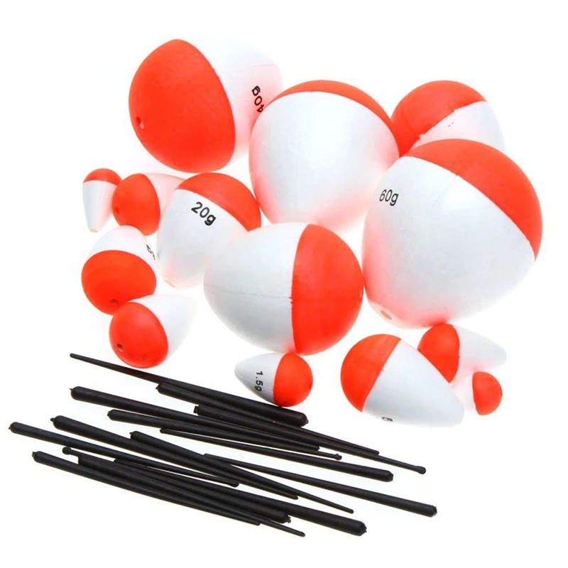 

14Pcs Fishing Floats Fishing Accessory with White Red Sticks