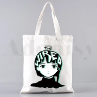 serial experiments lain japan anime high quality handbags shoulder bags casual shopping girls handbag women elegant canvas bag