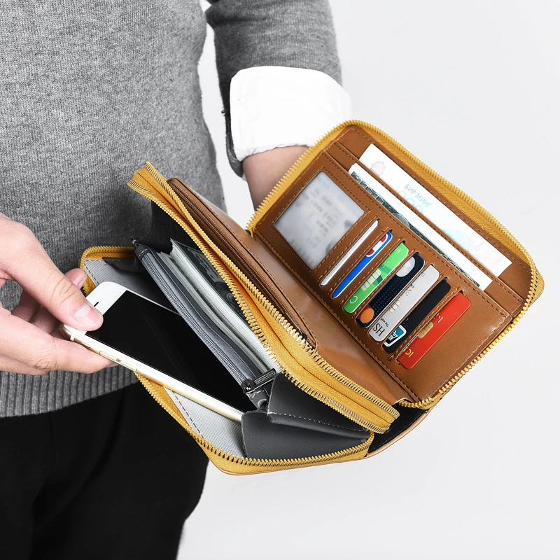 Вместительные мужские сумки кожзам Ретро стиль мужской клатч двойная молния compart