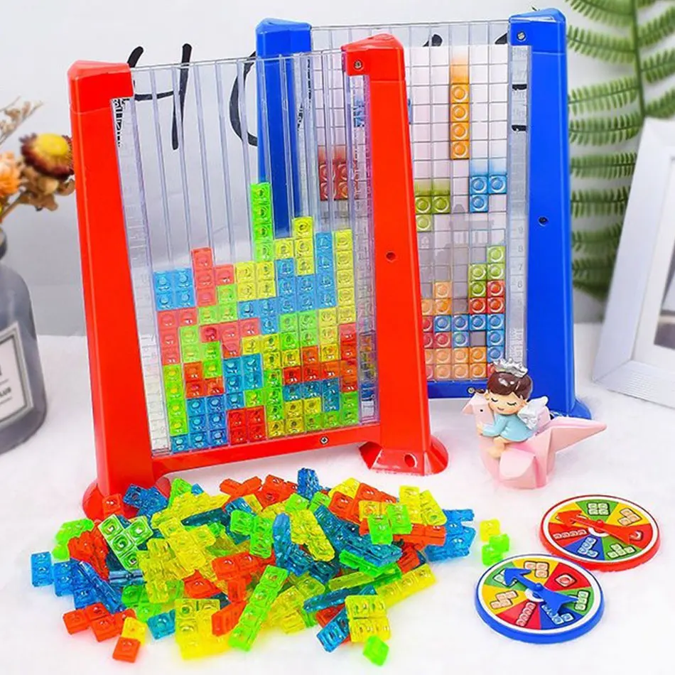 

1-2 Player Creative Tetris Game Tangram Math Toys Building Blocks 2 in 1 Board Game Kids Party Educational Toys For Children