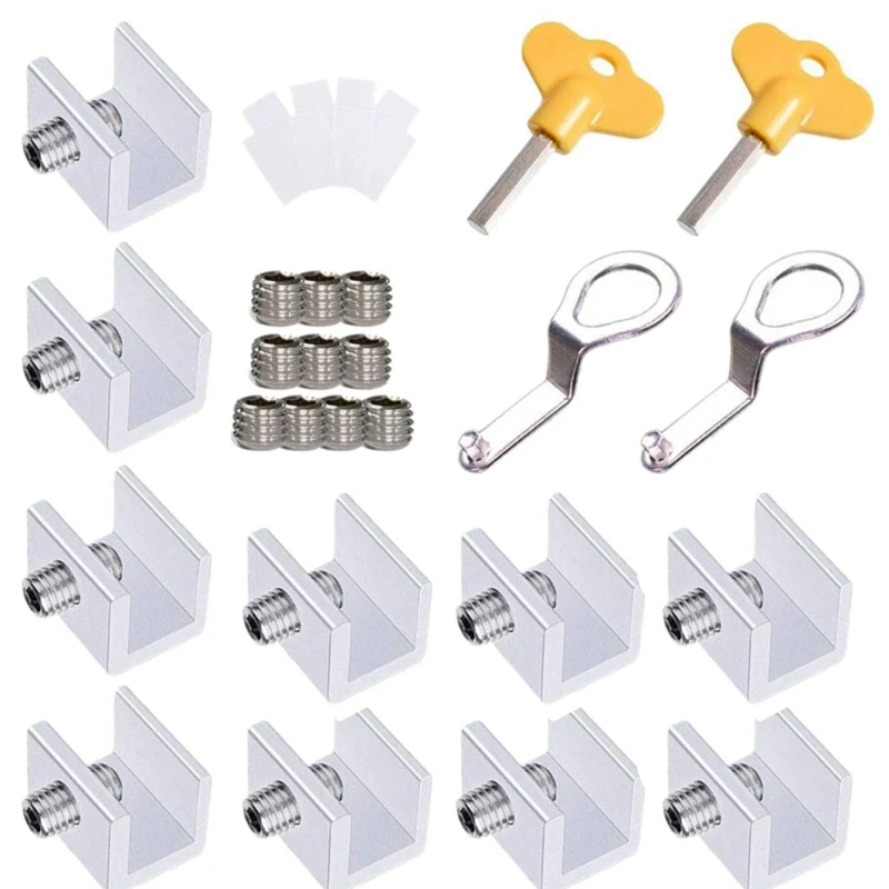 

10PCS Adjustable Sliding Window Locks Stop Aluminum Alloy Door Frame Security Lock Child Window Locks with KeysHome Office Windo