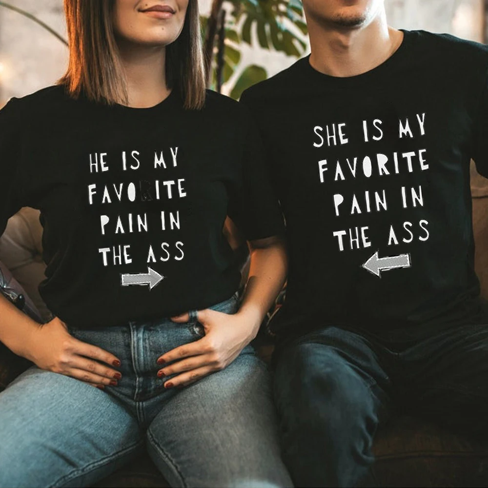 

Black Cotton Short Sleeve Sexy Bf T-shirts Spring Summer New Tops for Couple Clothes Funny Shirts That Make No Sense Retro