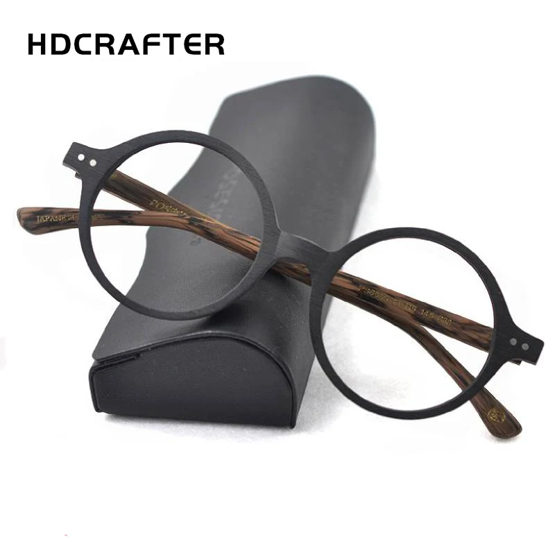 

HDCRAFTER Vintage Round Wood Prescription Optical Glasses Frame Women Retro Handmade Red Clear Lenses Ladies Eyeglasses Frames