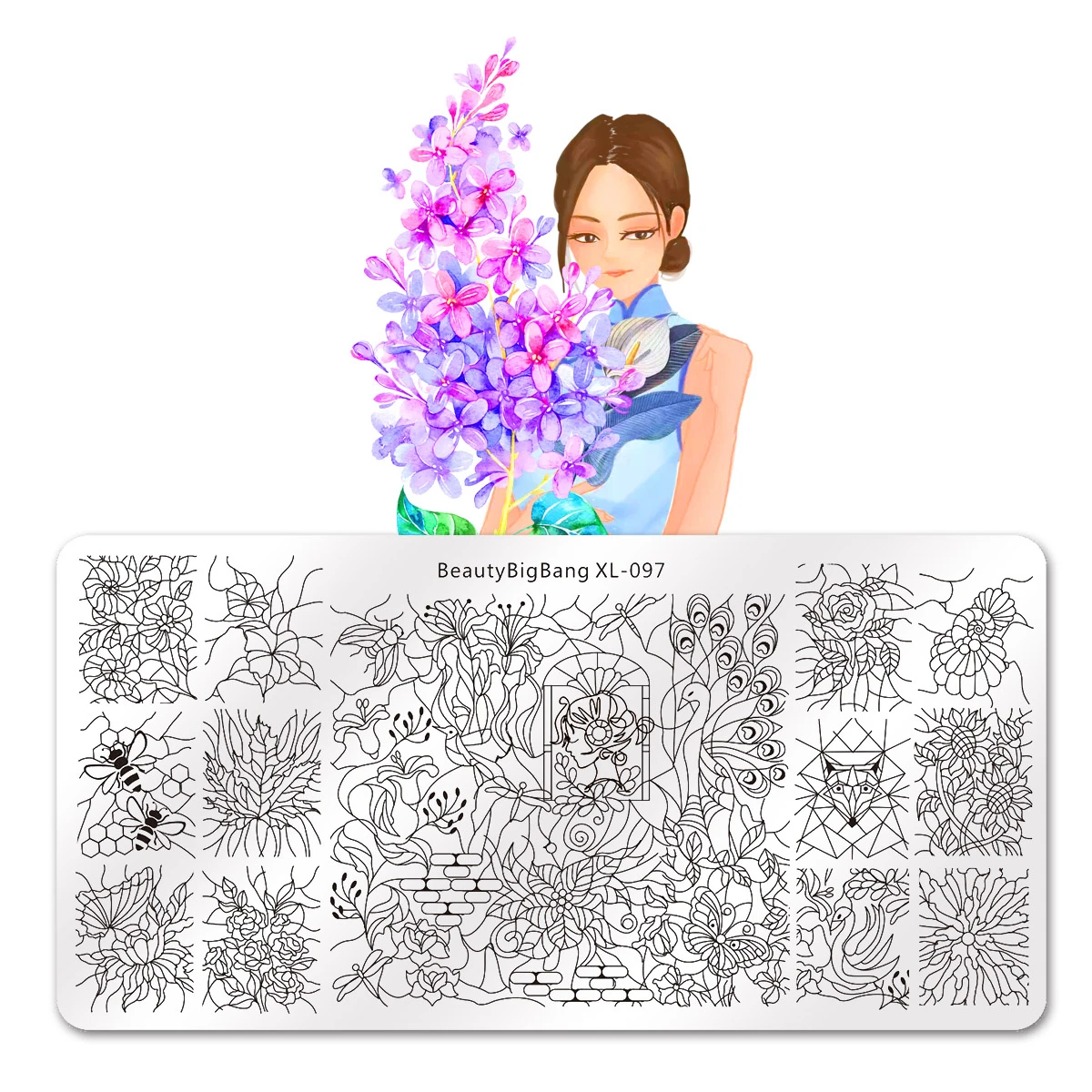 BEAUTYBIGBANG 6*12 см пластины для штамповки ногтей шаблон цветы Бабочка трафареты