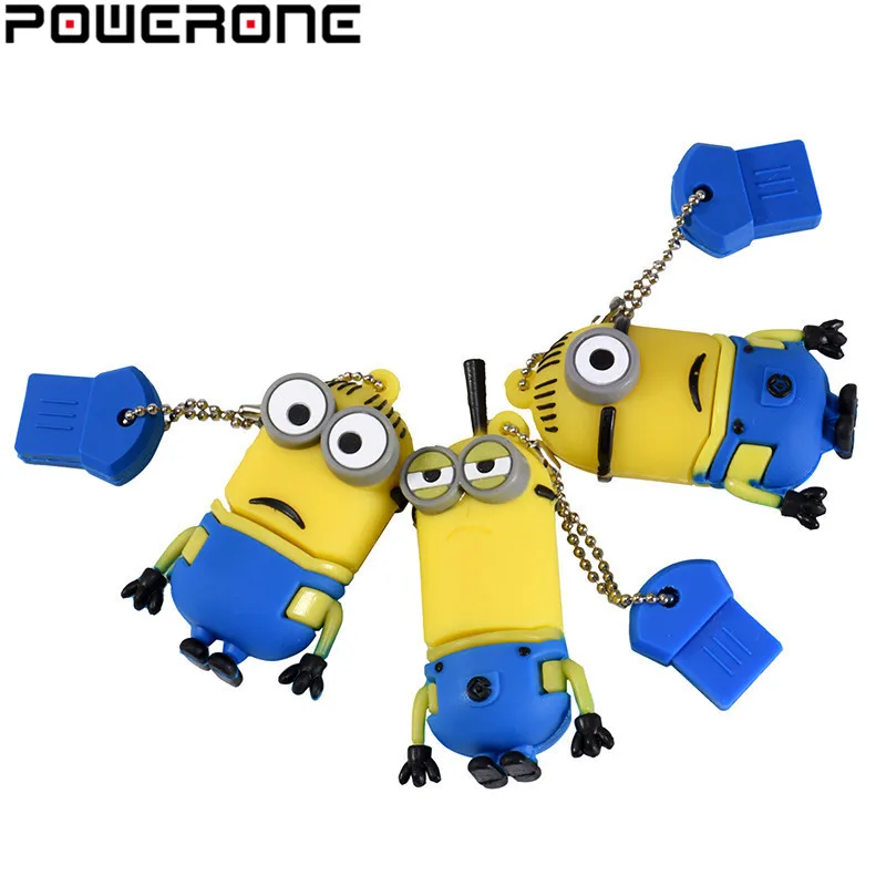 POWERONE Забавный мини usb флеш накопитель милые желтые люди 4 ГБ 8 16 32 64 128 память флэш