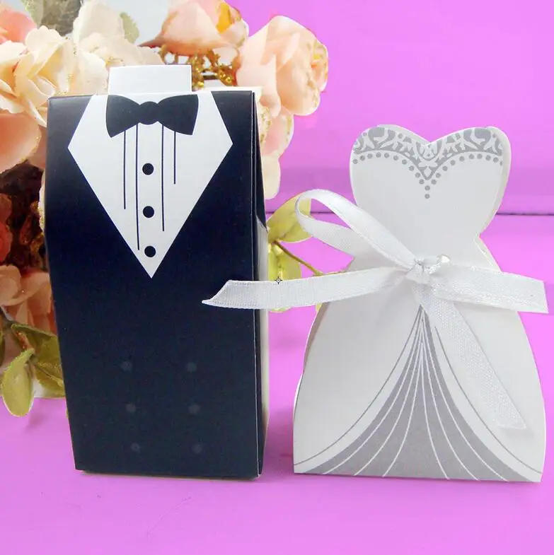 Bride and Groom 1 10 шт./лот, свадебные платья жениха и невесты, коробка для конфет, подарочные сумки, коробки для подарков, свадебная бонбоньерка, сделай сам, вечерние украшения для мероприятий - Цвет: Bride and Groom 1