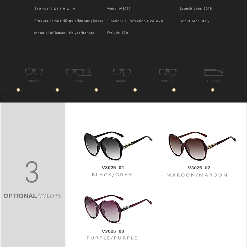 Женские винтажные солнцезащитные очки VEITHDIA брендовые дизайнерские в стиле ретро