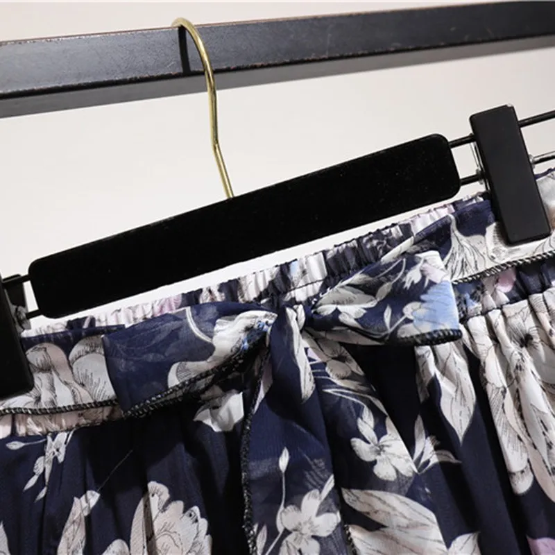 

Summer Skirts Womens 2020 Long Bohemian Style Chiffon Big Swing High Waist Skirt Female Floral Print Skirts new