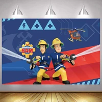 fireman sam backdrop baby shower boy happy birthday party 1st photography background photographic banner