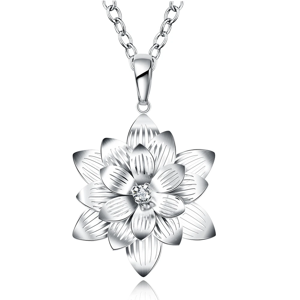 

ZEMIOR Hollow Out Flower Pendant Necklaces For Women Clear Cubic Zirconia White Romantic Necklace Girl Wedding Fashion Jewelry