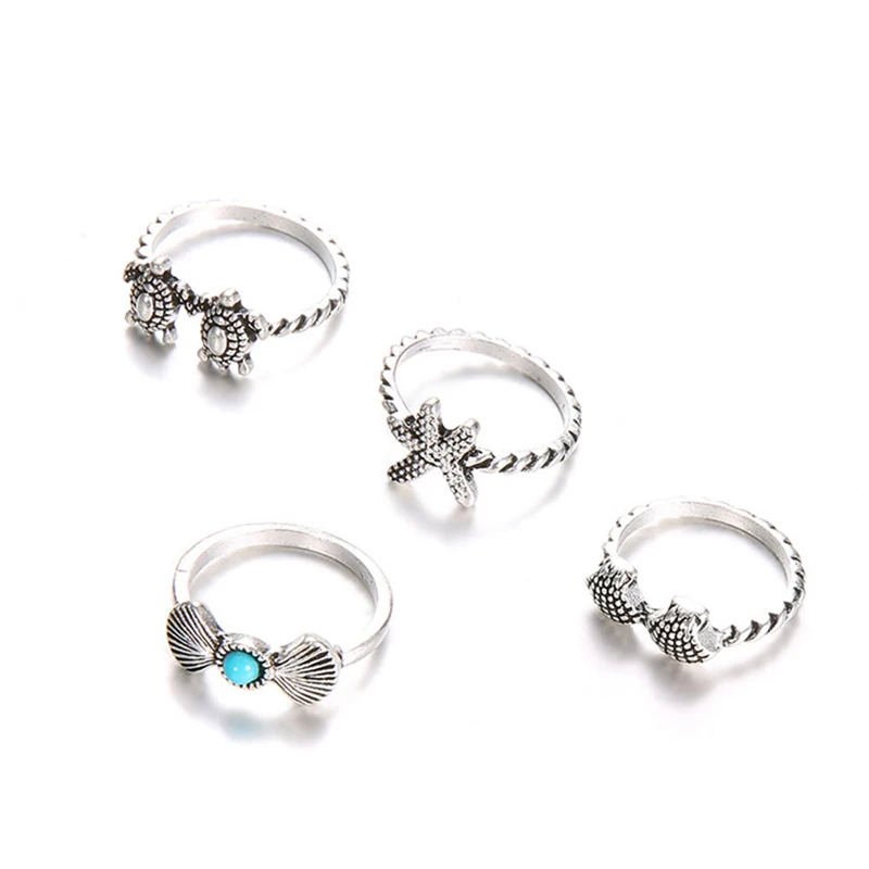4 шт. богемное кольцо в виде черепахи на пальце набор очаровательные кольца