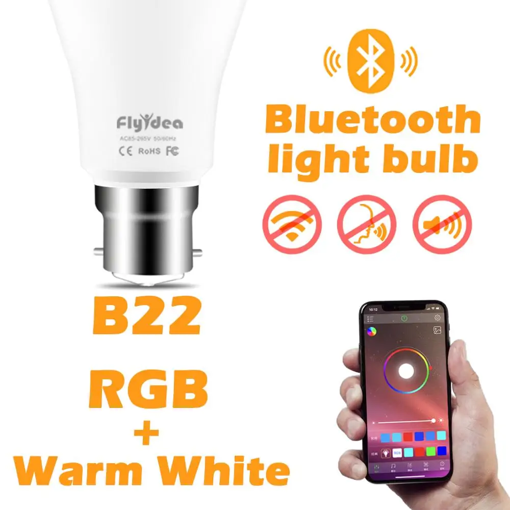 B22 RGB WW Умный светодиодный Беспроводной лампочка Bluetooth B22 10 Вт RGB Меняющие цвет лампы Регулируемый AC 85-265 V приложение Управление IOS/Android лампада - Испускаемый цвет: B22 RGB WW