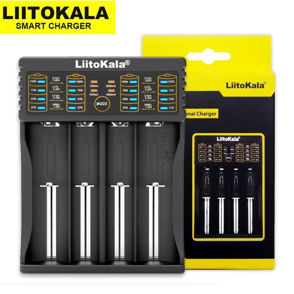 Умное зарядное устройство Liitokala Lii-402 100 18650 1 2 3 7 в В 85 AA / AAA 26650 10440 16340 NiMH для литиевых