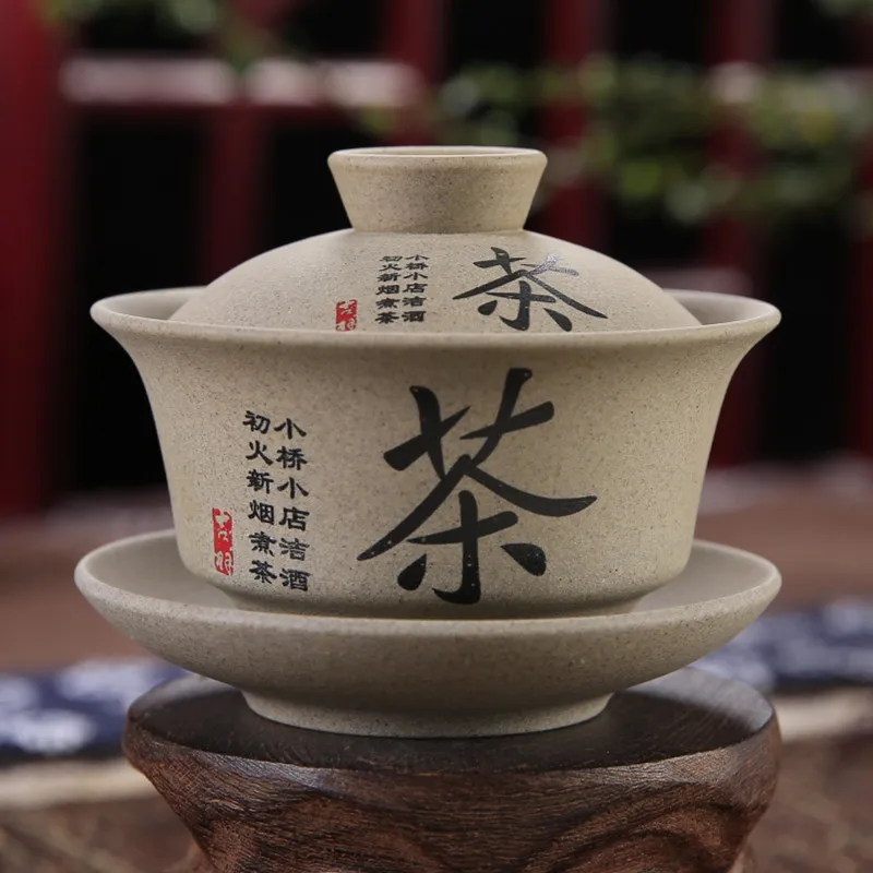 Чайная посуда 130 мл античная грубая керамика ручная роспись Gaiwan чайная чашка