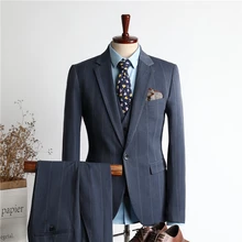 OIMG traje de tres piezas para hombre, vestido formal informal de tres piezas para boda, coreano, ajustado, británico (4)