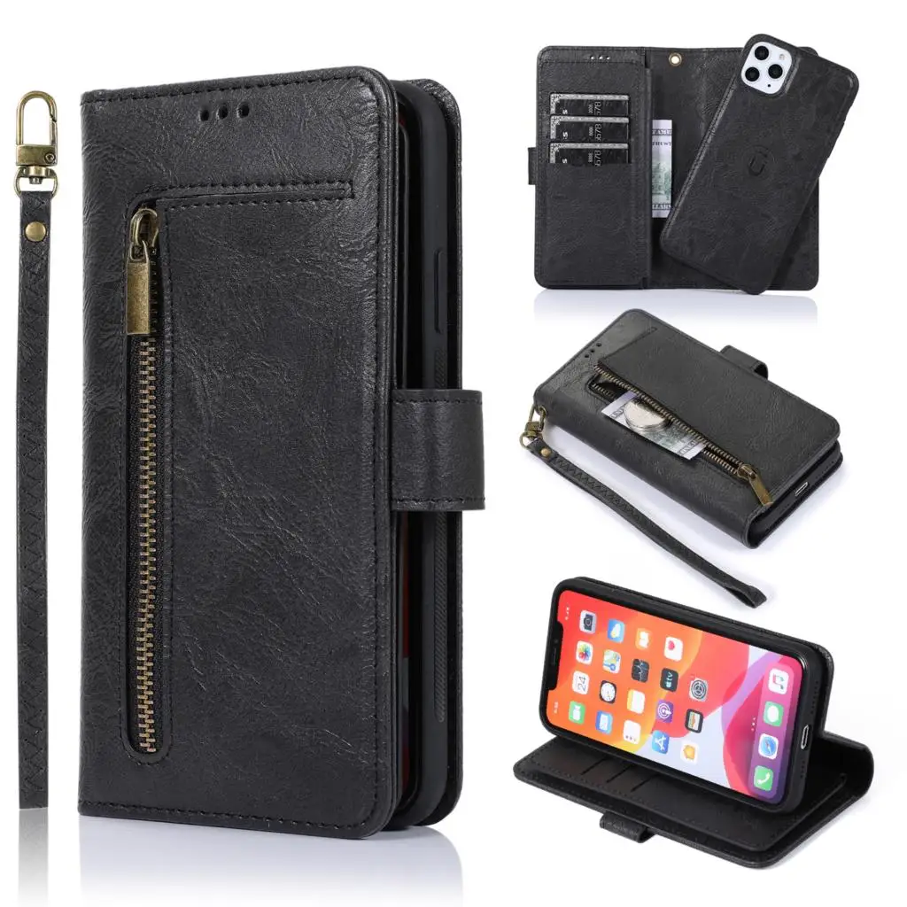 9 держатель для карт на молнии чехол кошелек телефона iPhone 12 11 Pro Max XS X XR 7 8 Plus 6 6s SE 2020