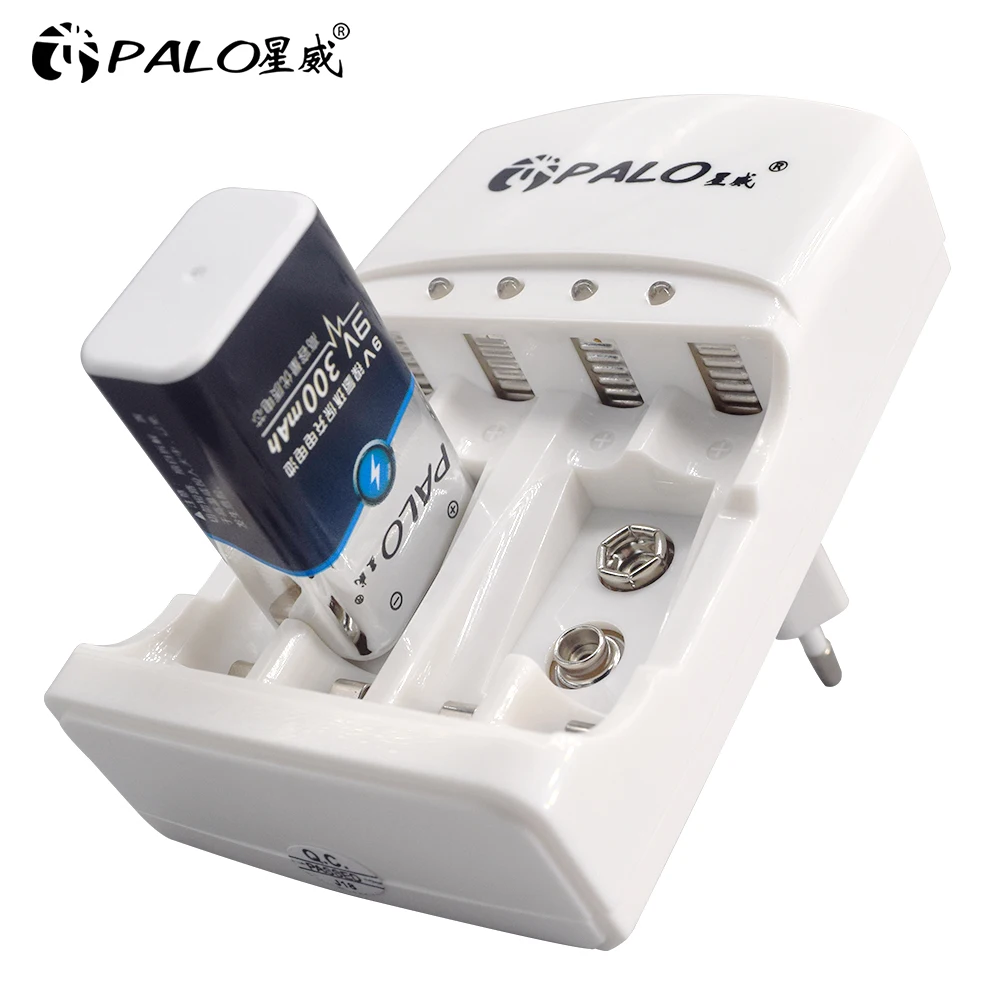 PALO 4 шт 9v перезаряжаемая батарея 300mAh 9 V nimh батарея 9 вольт батарея+ выделенный 2 слота 9v зарядное устройство спешите к действию