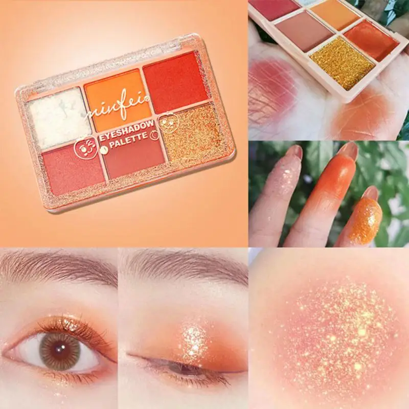 6 цветов пюре диск для теней гель с блестками матовый металлический палитра