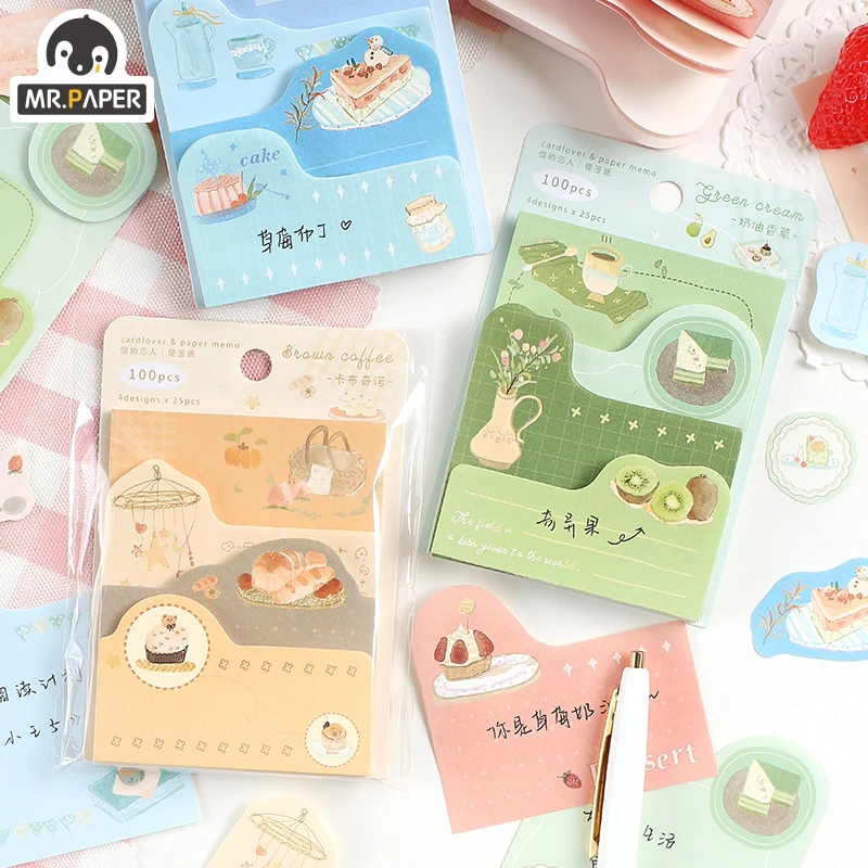 

Mr.paper 4 Designs 100 Pcs/book Cartoon Style Noon Encounter Time Series Loose Leaf Memo Pads DIY Hand Account Decor Material