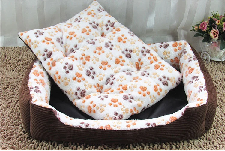 Кровать для собак зимняя кровать с рисунком лапы домик домашних животных со