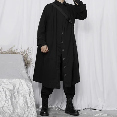 Новая ветровка мужское длинное пальто свободная в нейтральном японском стиле до