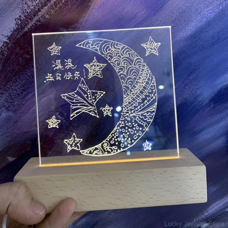 3D кристаллы стекло Смола Искусство прямоугольник светодиодные фонари дисплей