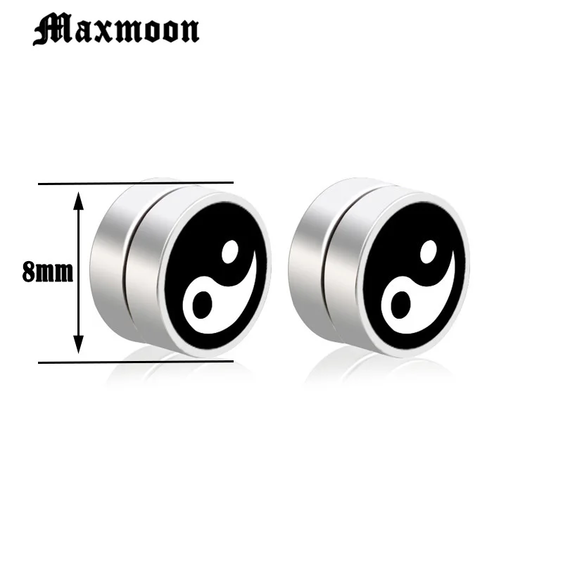 Maxmoon черные двухсторонние магнитные серьги из нержавеющей стали для мужчин с
