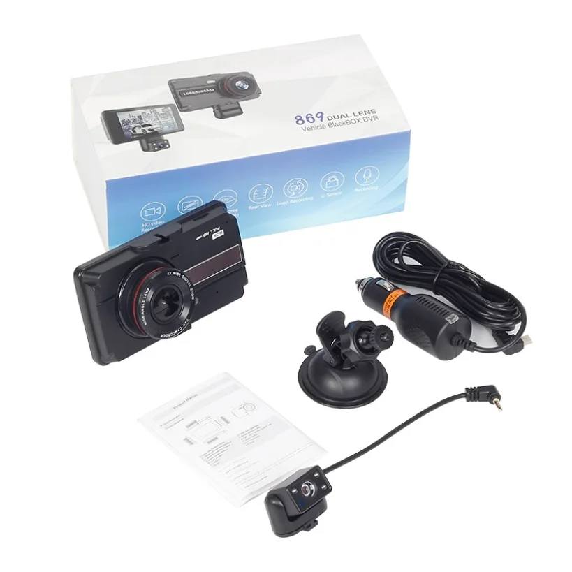 4 Inch Car Avto DVR Dash Cam HD 1080P Video recorder With Rear View Camera Dvr 2 in 1 Recording Night Vision G-sensor Dashcam | Автомобили