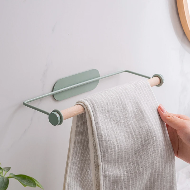 

Wall Mounted Kitchen Bathroom Paper Roll Holder Oil Absorbing Fresh-keeping Film Storage Racks Iron Hanging Hook Towel Hanger
