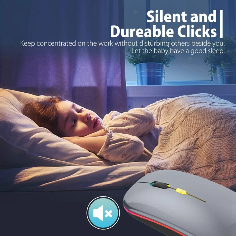 

[Upgrade] LED Wireless Mouse, Mobile Optical Office Mouse with USB & Type-C Receiver, for Laptop,