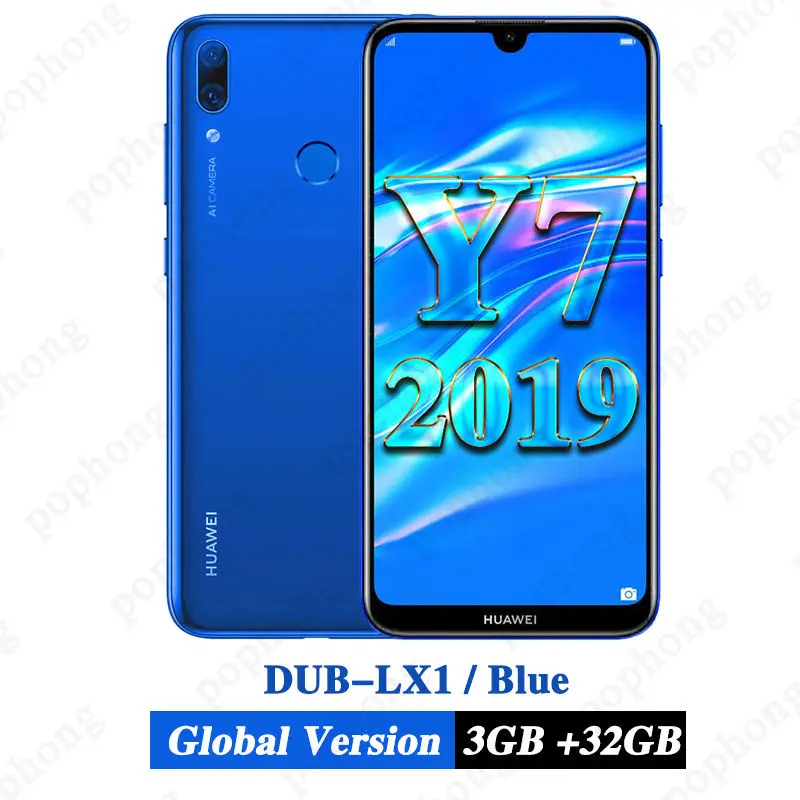 3G 32G Blue FCCID, глобальная версия, huawei Y7, мобильный телефон, 6,26 дюймов, 3 ГБ, 32 ГБ, DUB-LX1, две sim-карты, четыре ядра, разблокировка лица, камера AI - Цвет: 3G 32G Blue