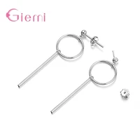 simple geometric 925 sterling silver long vertical bar earrings for women fashion drop earrings jewelry gift pendientes