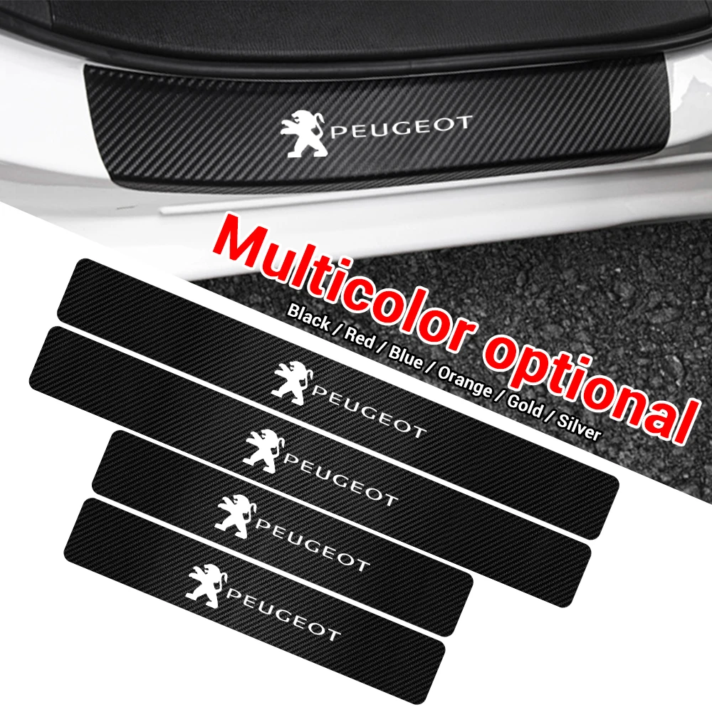 Для Peugeot 206 207 306 307 508 106 107 108 2008 3008 4 шт. наклейки на порог автомобиля из углеродного