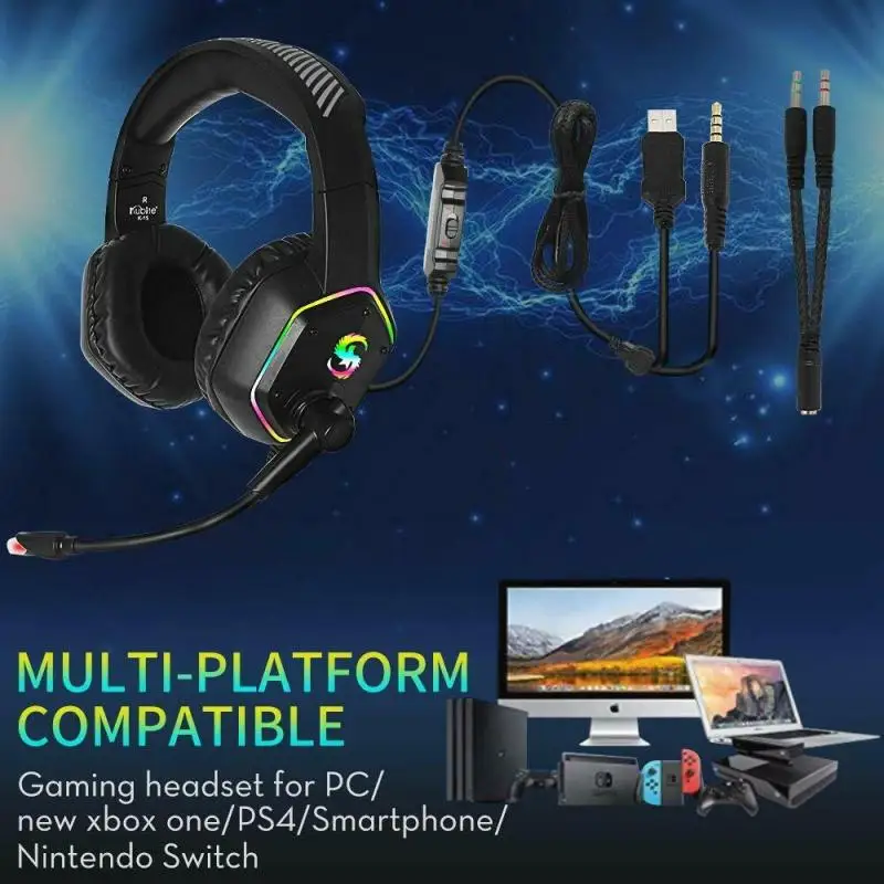 Профессиональная игровая гарнитура TWS RGB со светодиодной подсветкой наушники с